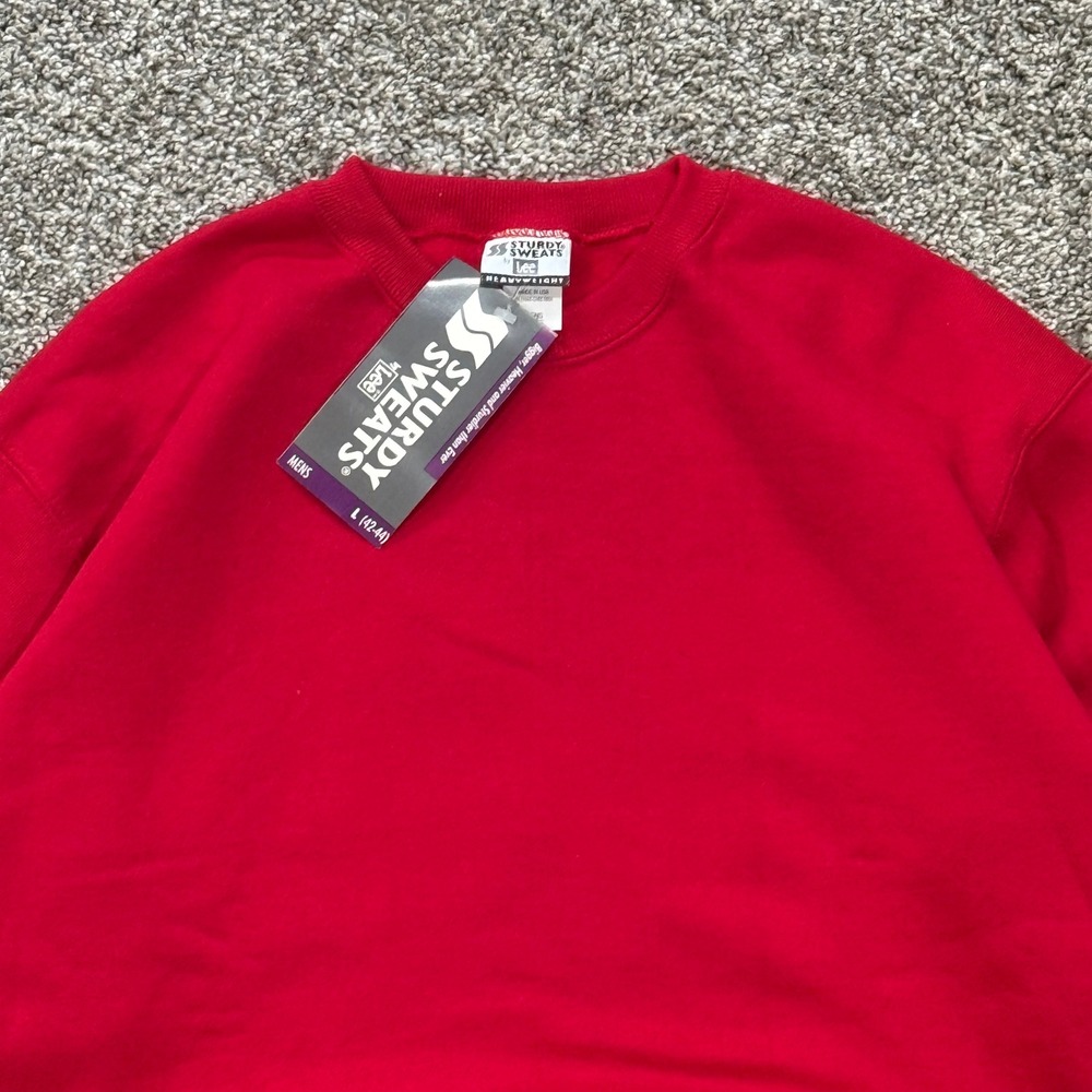 NWT Vintage Lee Sturdy Sweats Crewneck Sweatshirt Mens L Red Made in USA